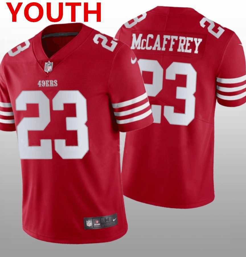Youth San Francisco 49ers #23 Christian McCaffrey Red 2022 Vapor Untouchable Stitched Jersey Dzhi
